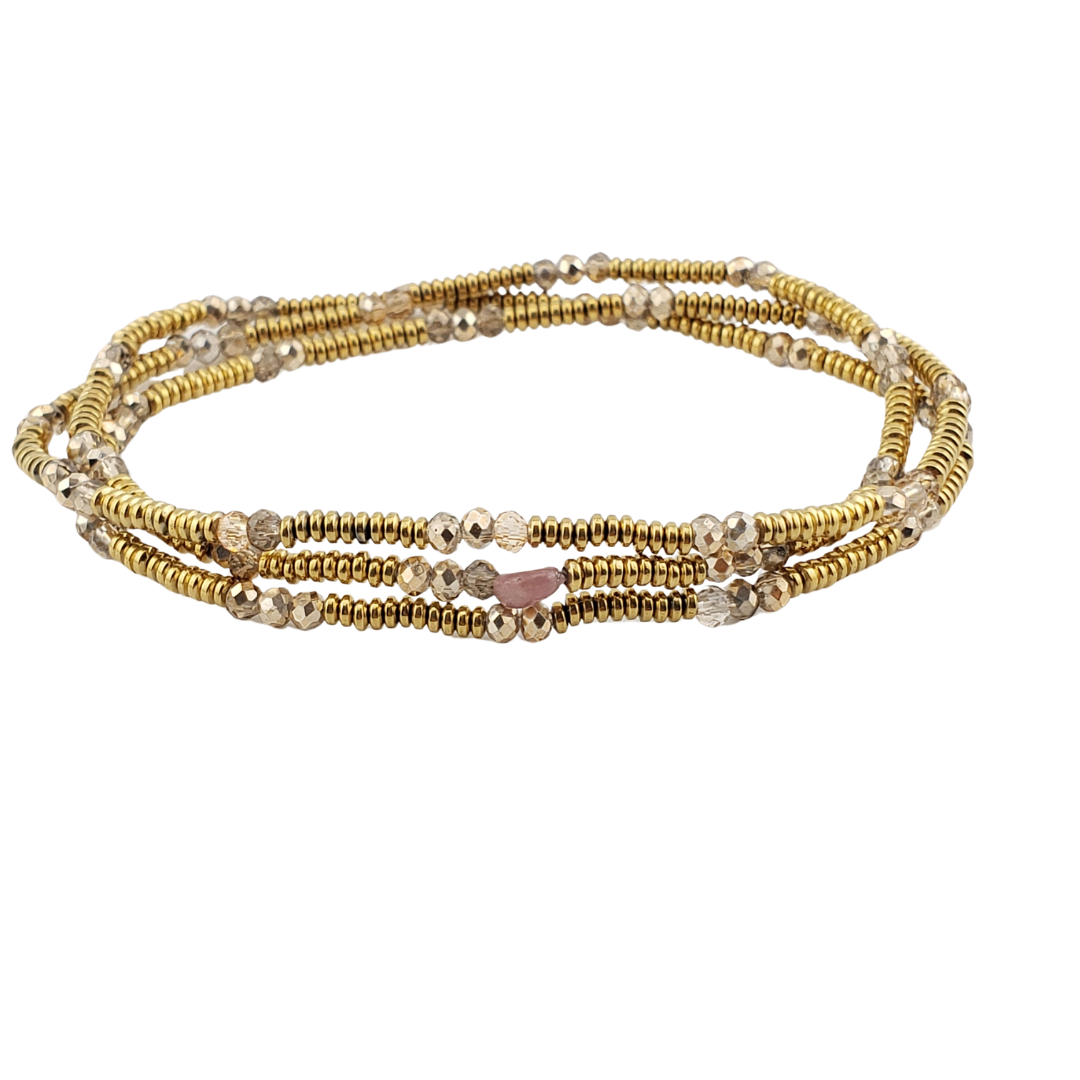 Pulsera 3 vueltas hematitas cristal