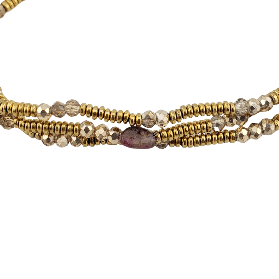 Pulsera 3 vueltas hematitas cristal