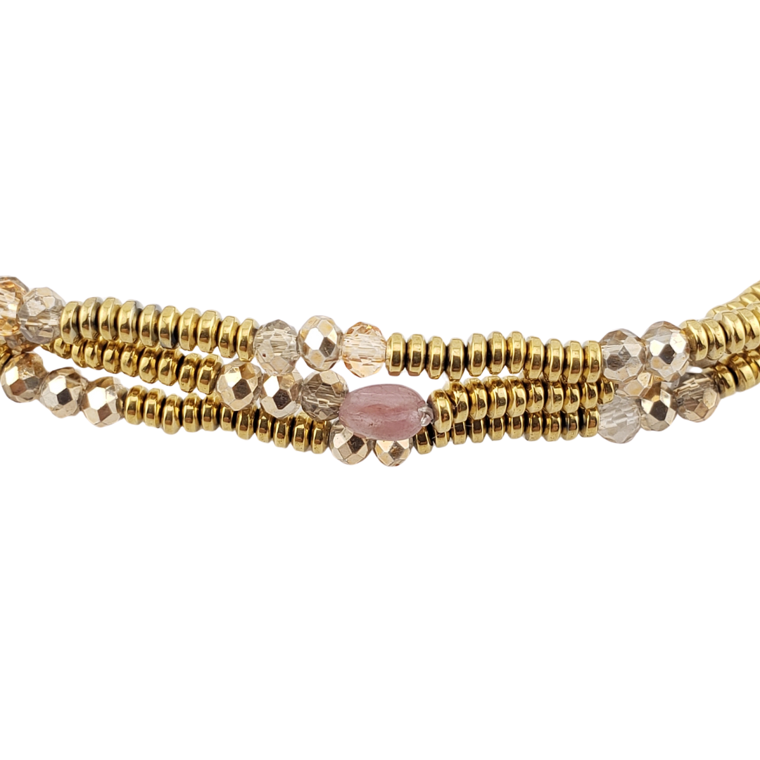 Pulsera 3 vueltas hematitas cristal