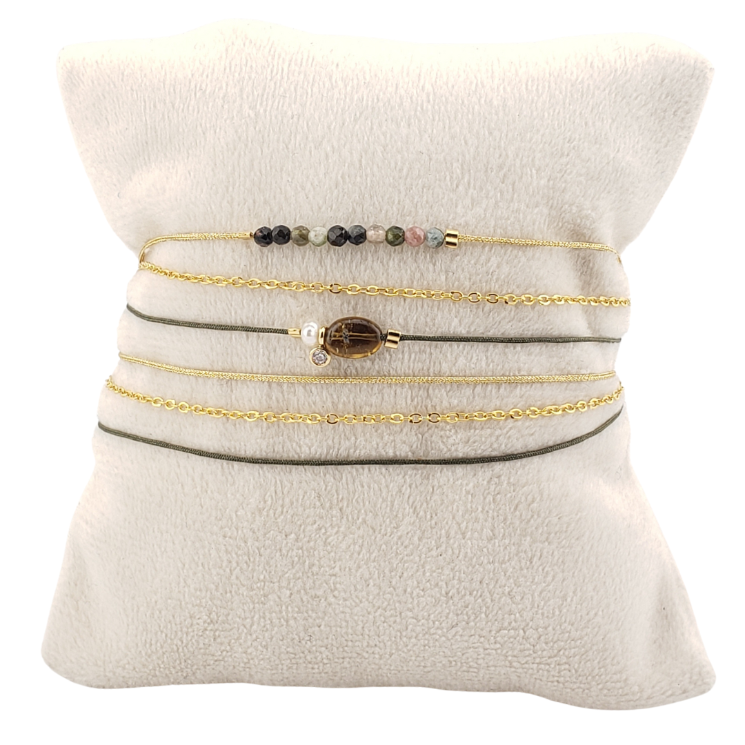 Pulsera 2 vueltas triple con cadena