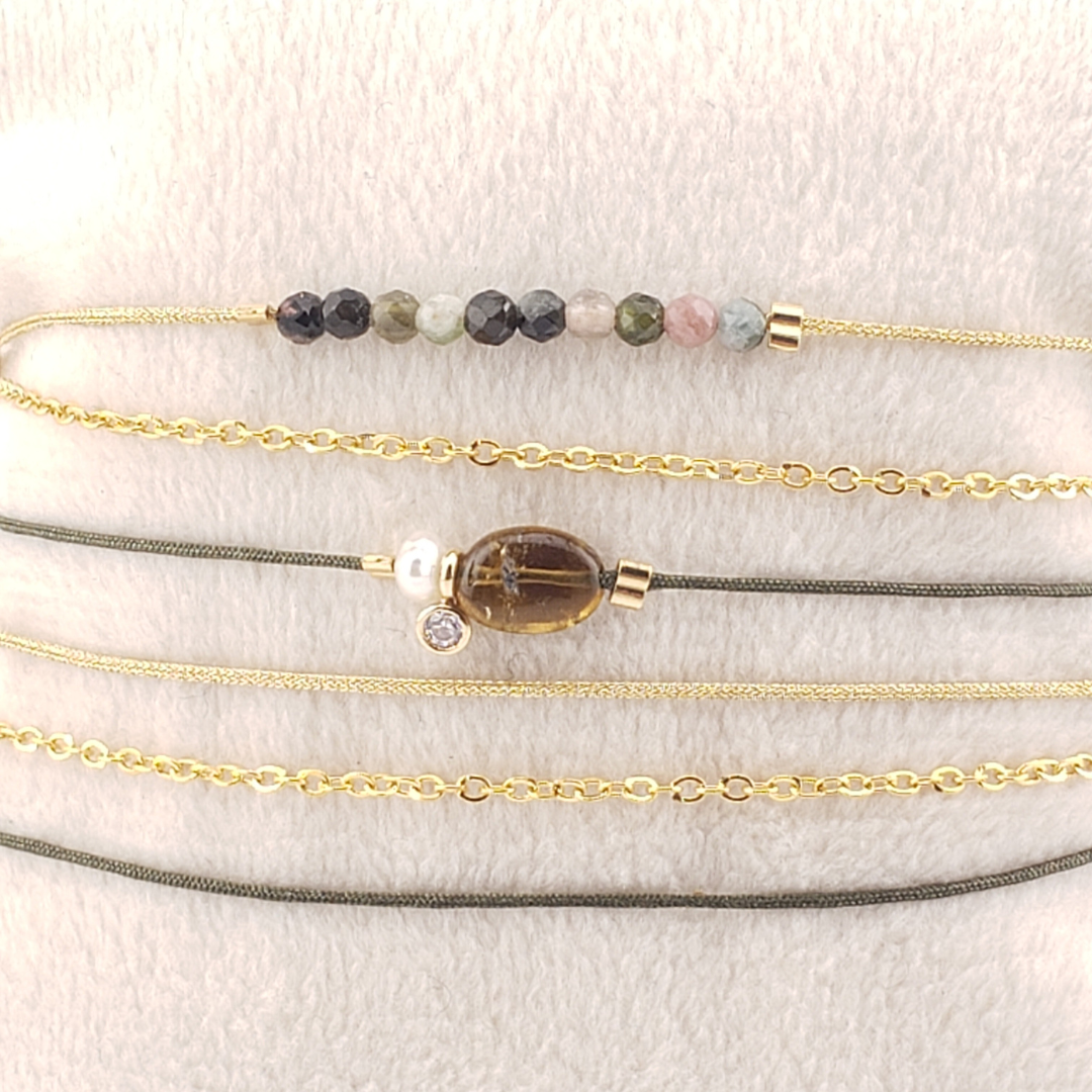 Pulsera 2 vueltas triple con cadena