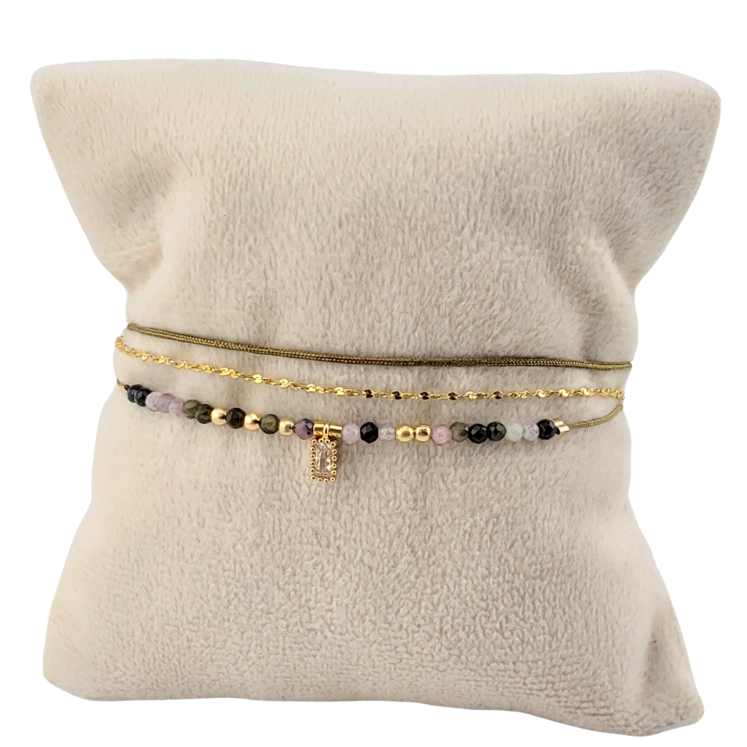 Pulsera 2 vueltas triple con cadena