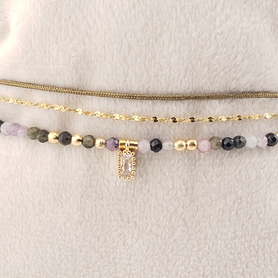 Pulsera 2 vueltas triple con cadena