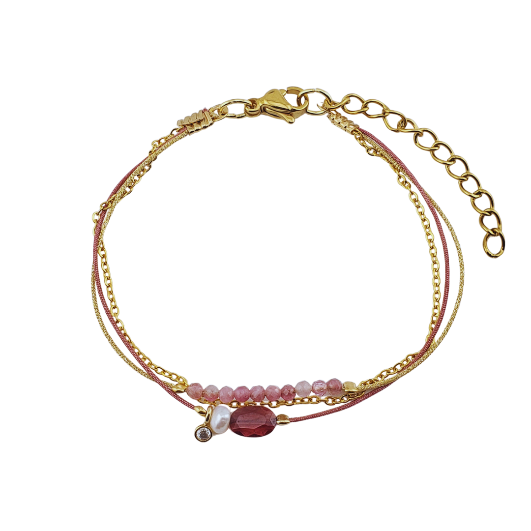 Pulsera 2 vueltas triple cadena