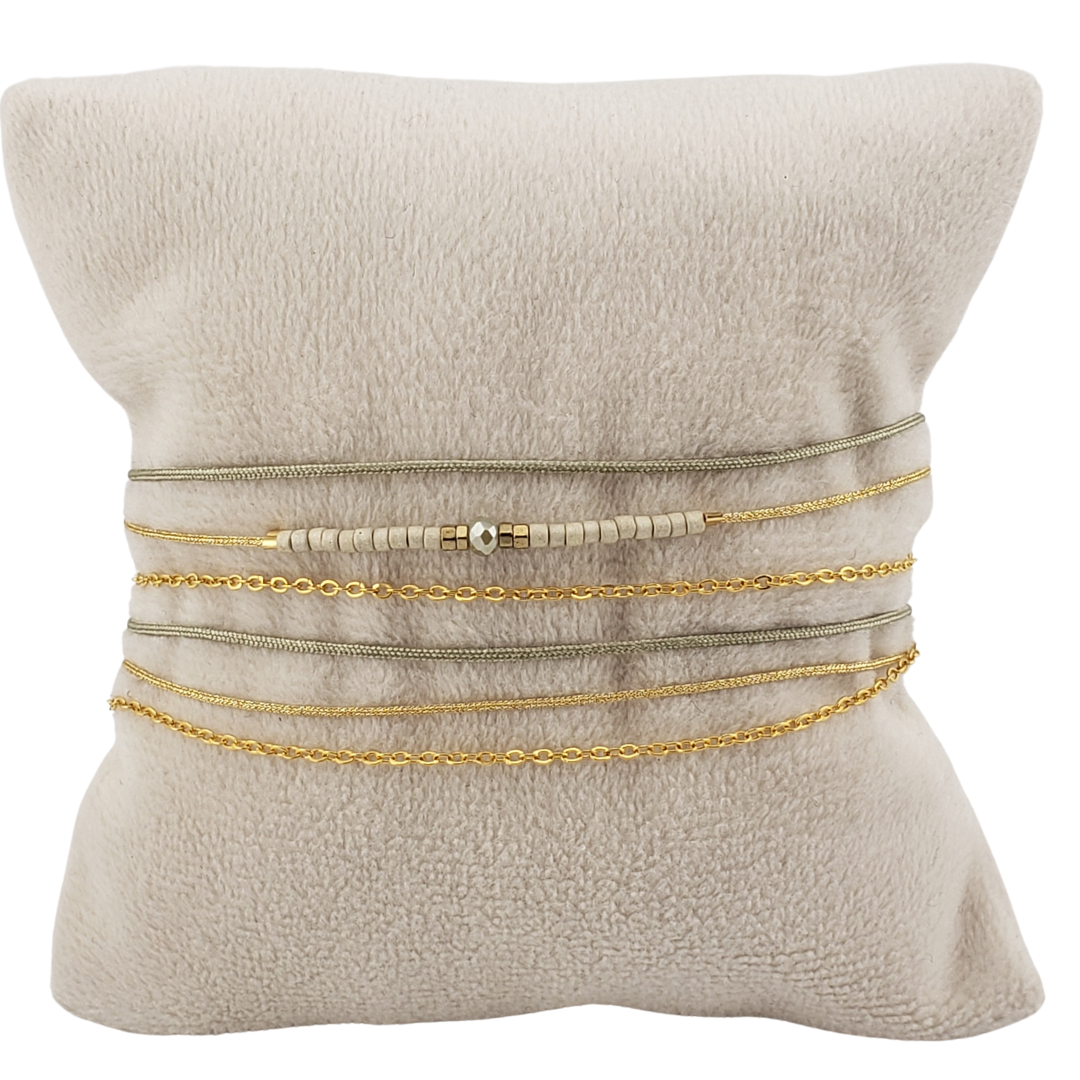 Pulsera 2 vueltas 2 hilos y cadena