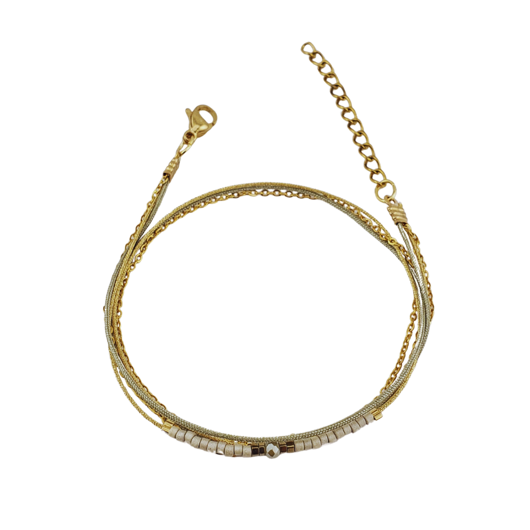 Pulsera 2 vueltas 2 hilos y cadena