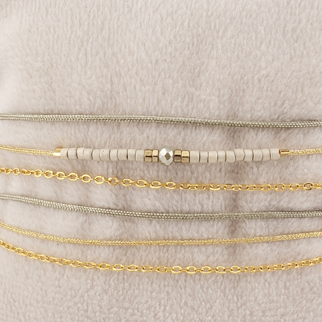 Pulsera 2 vueltas 2 hilos y cadena