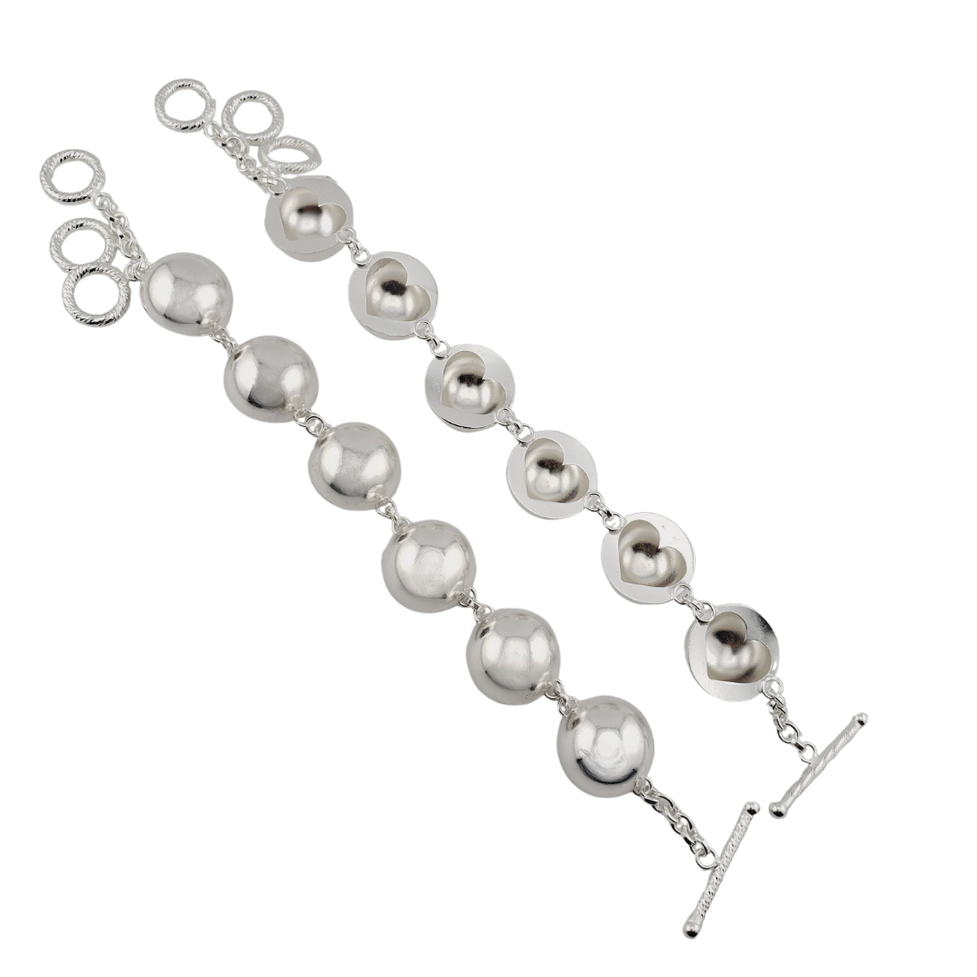 Pulsera bolas maxi corazones.