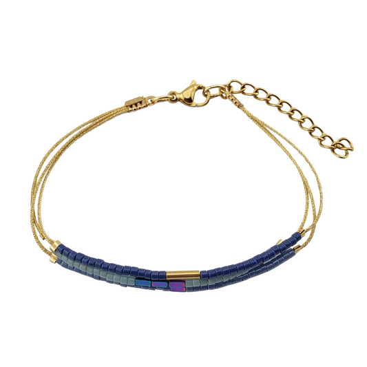 Pulsera triple hilo cristales.