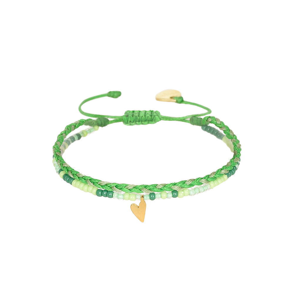 Pulsera trenzada en 2 tonos y cristales