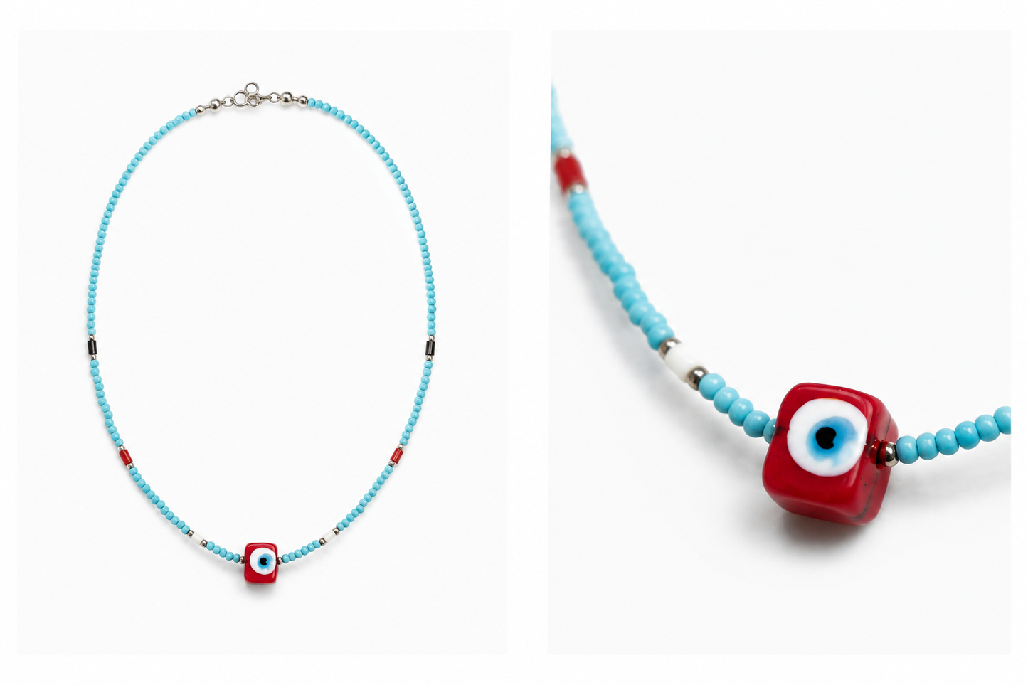 Collar turquesas piedras ojo murano