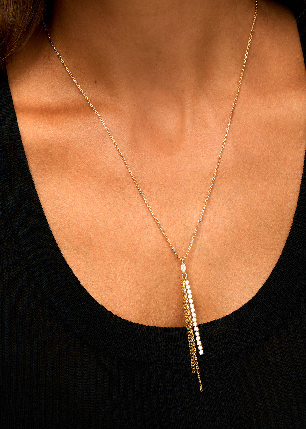 Cadena corbatero 3 Cadenas 1 linea circonias