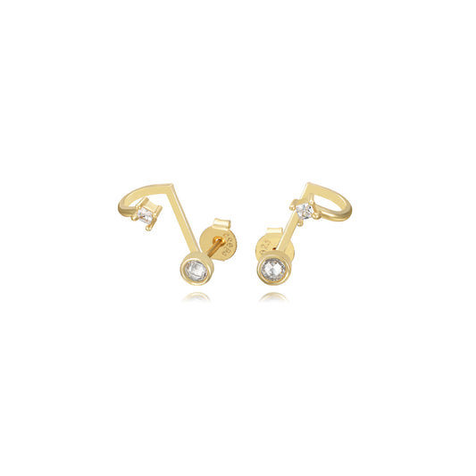 Arete tipo cuff punto de luz y burbuja movible