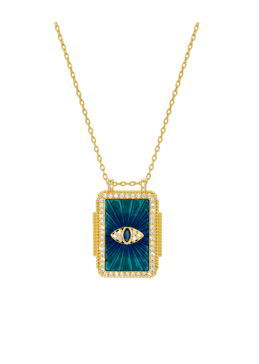 Cadena ojo rayos enamel azul metal
