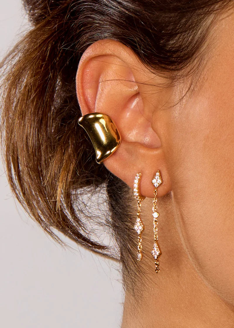 Huggie y arete rombos oval burbuja cadenas