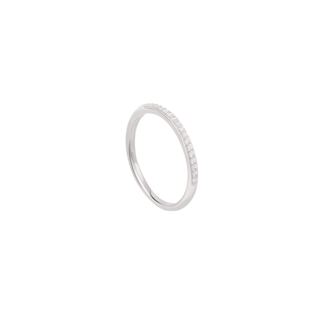 Anillo eternity mitad circonia mitad liso