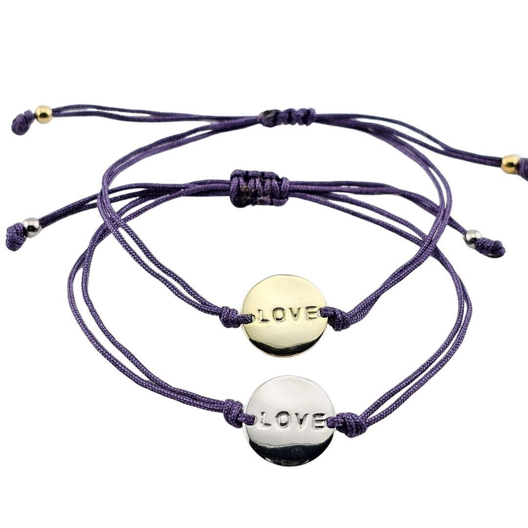 Pulsera hilo y placa love 23 colores