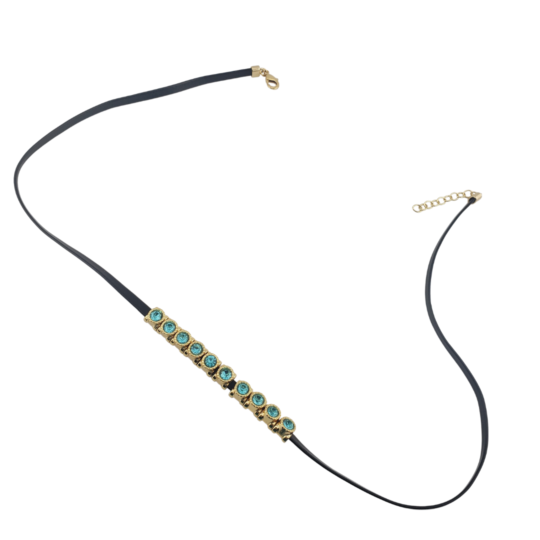 Choker y Pulsera cuero negro