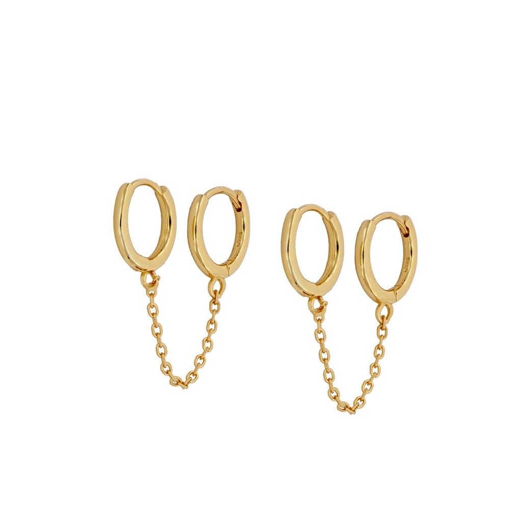 Arracada doble linea lisa y cadena