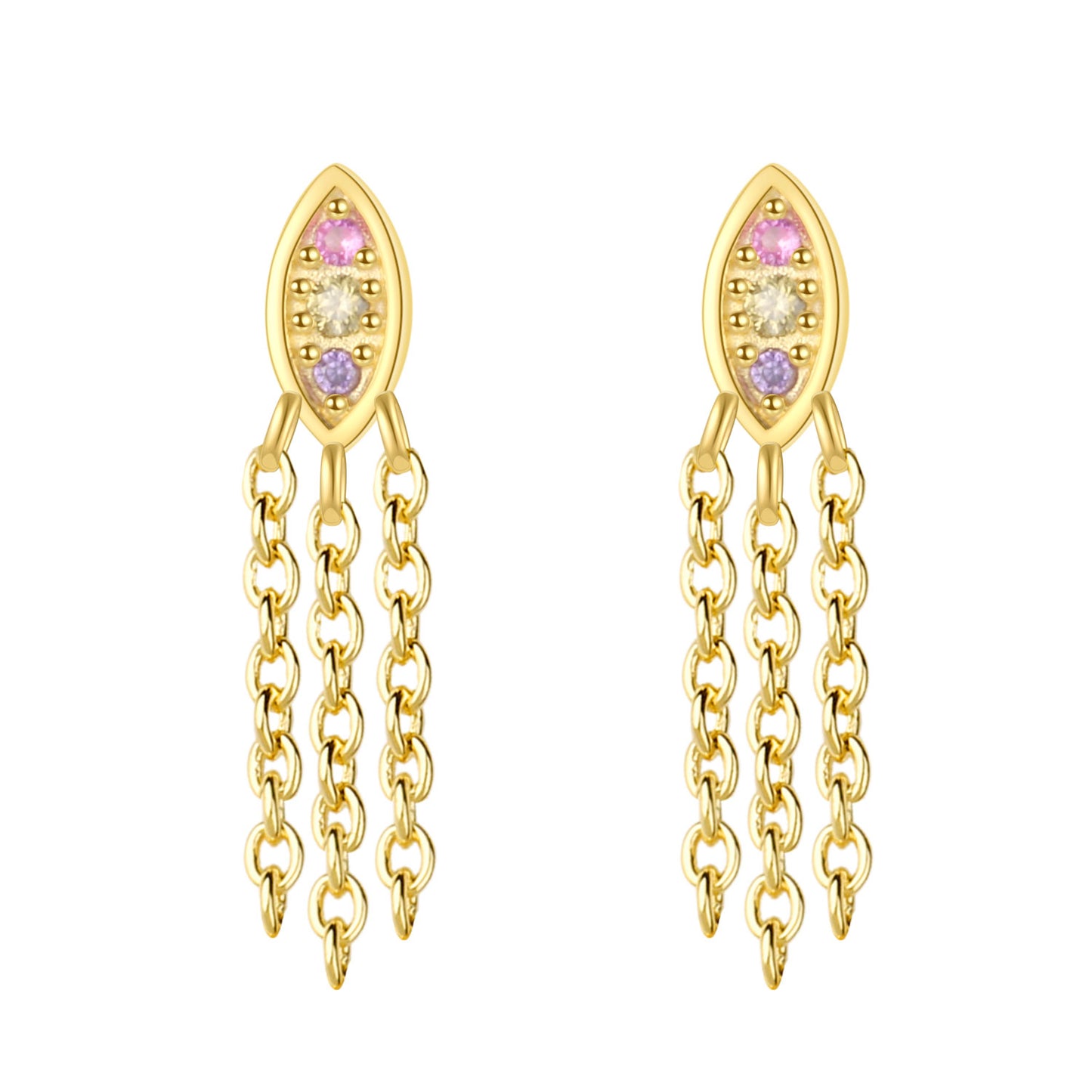 Arete oval y cadenas colgantes