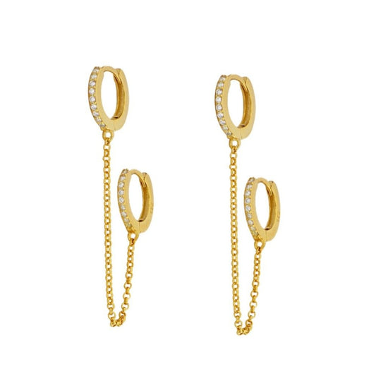 Arracada doble y  cadena