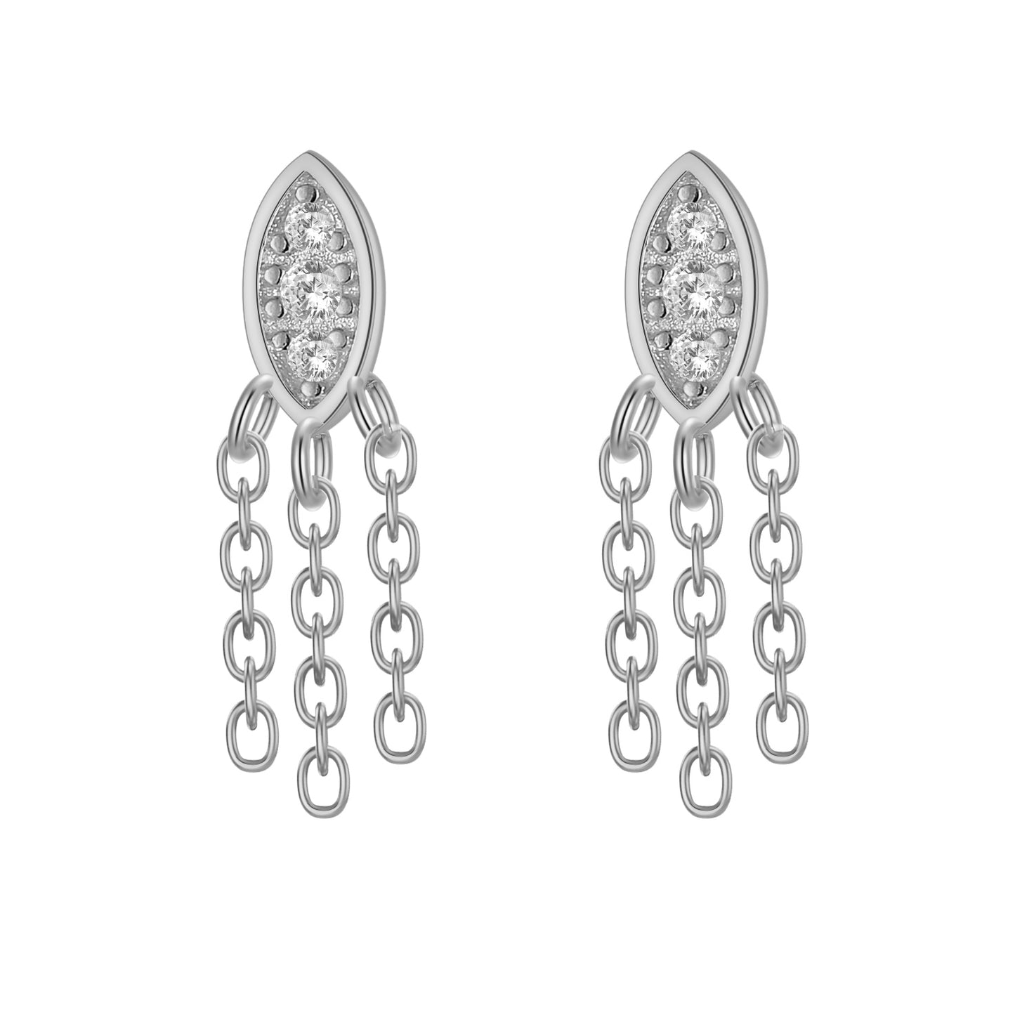 Arete oval y cadenas colgantes