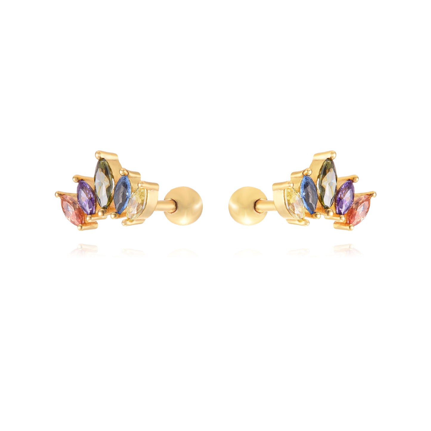 Arete 5 petalos bolita.