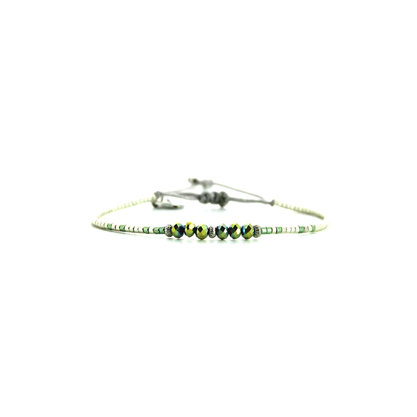 Pulseras en cristales plata y jade