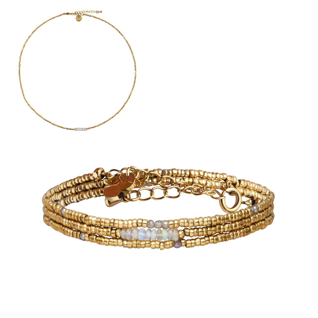 Pulsera collar 3 vueltas hematita diamante