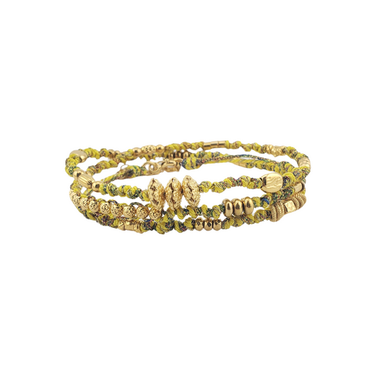 Cadena y pulsera hilo algodón y oro