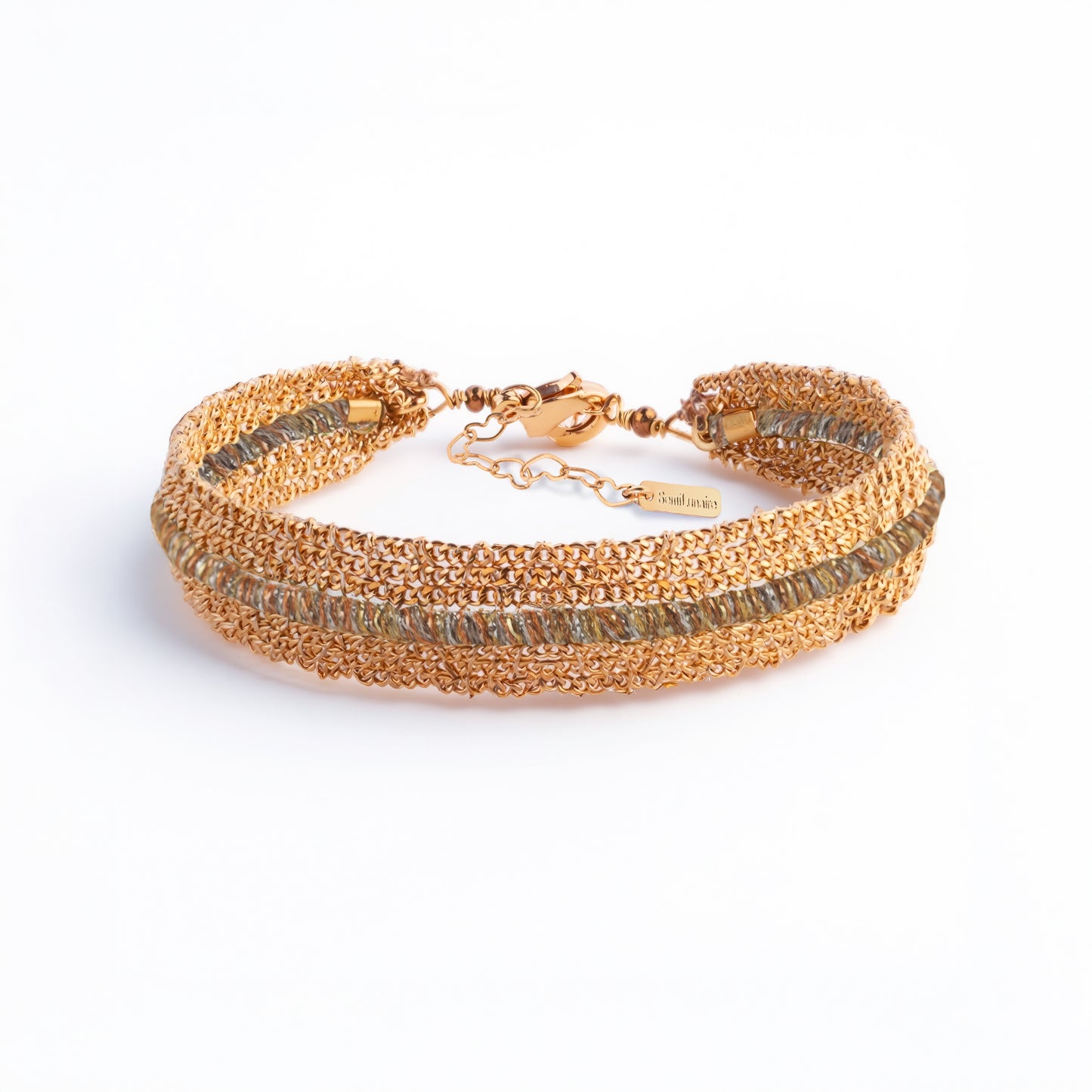 Pulsera 1 tira hilo color en cadenas