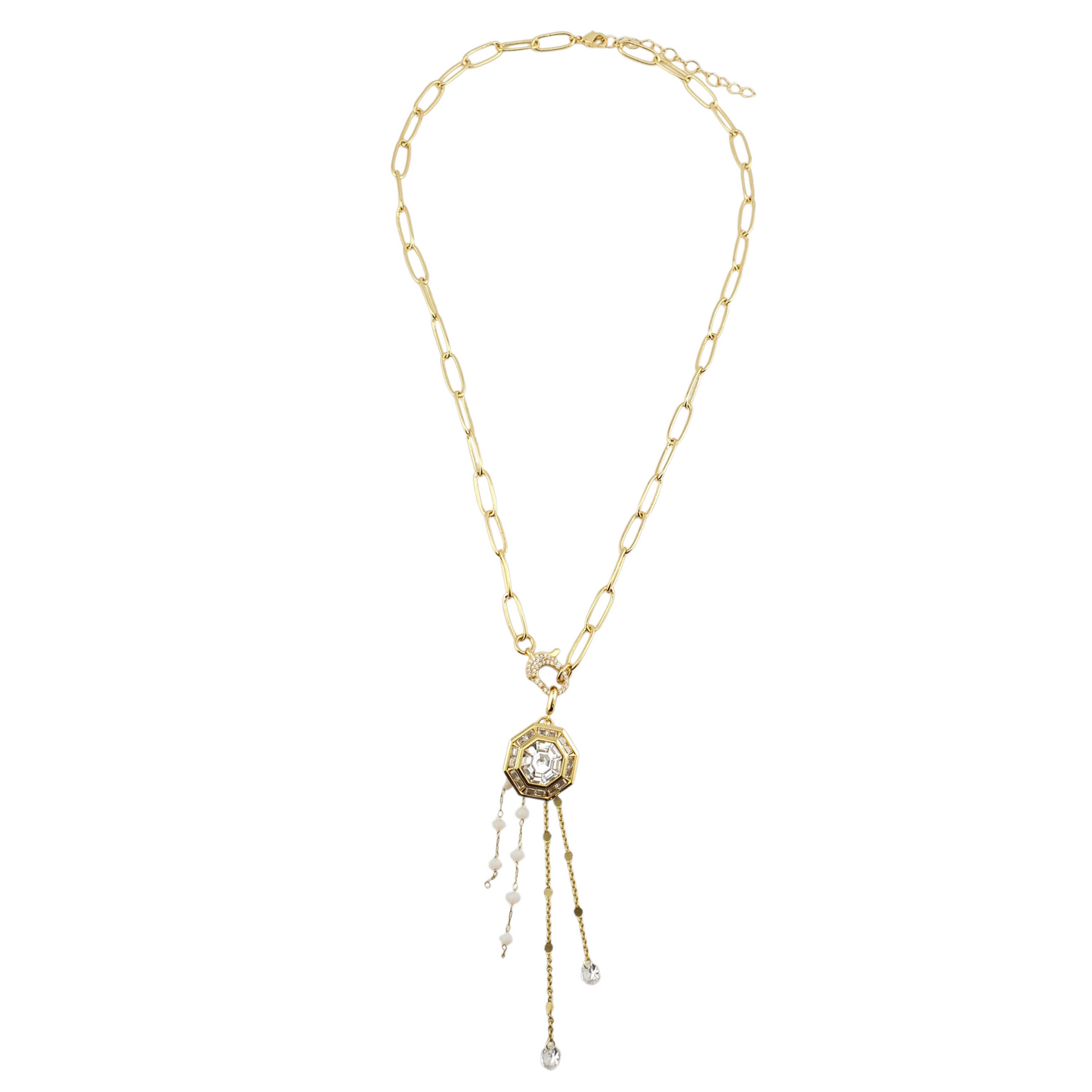 Cadena broche frente Hexagono cadenas colgantes