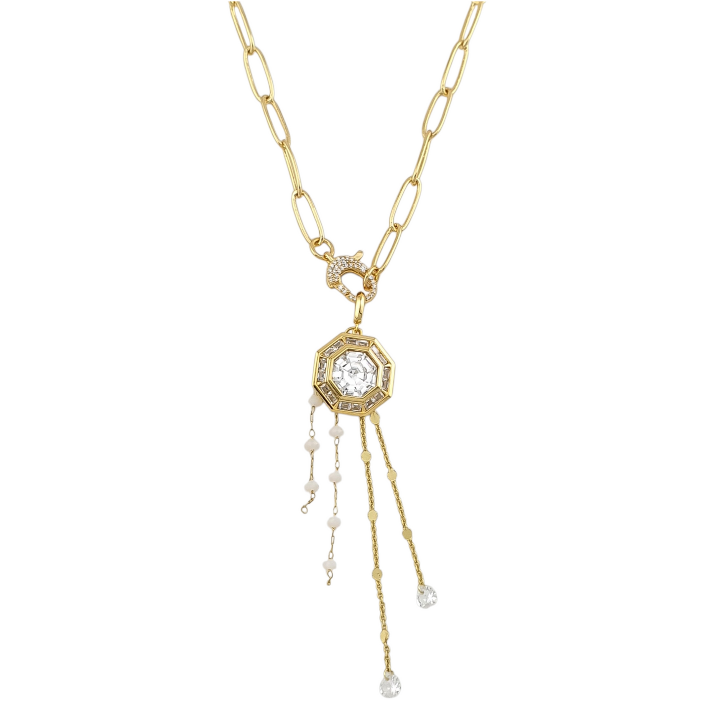 Cadena broche frente Hexagono cadenas colgantes