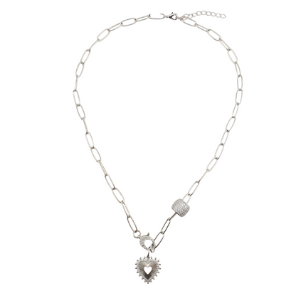 Cadena broche frente corazon y barril full circonias