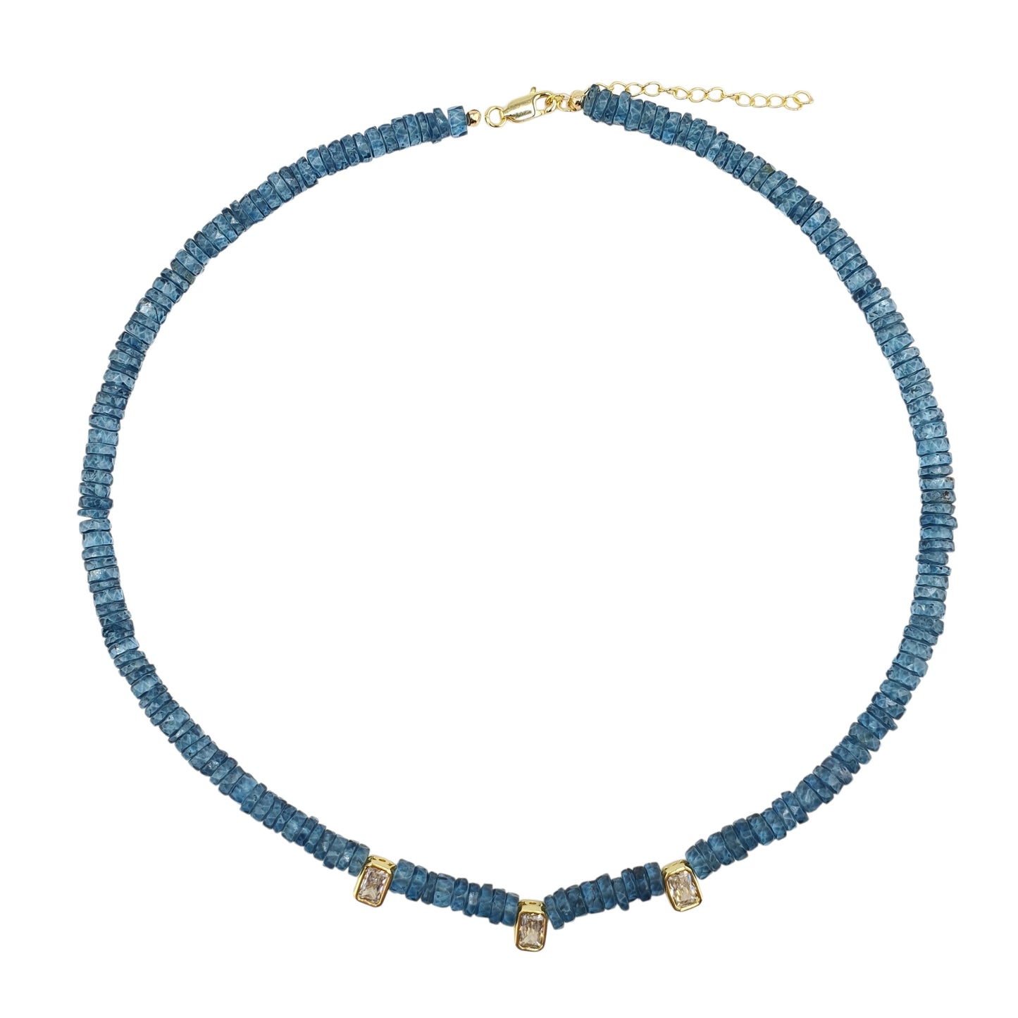 Collar topacio azul con circonias enmarcadas