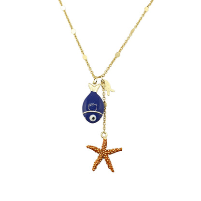 Cadena pez azul royal estrella mar tostada