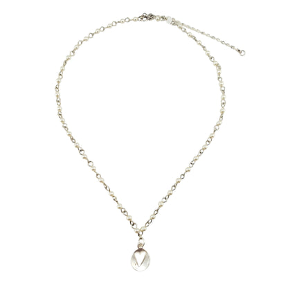 Cadena engarce plata perlas y corazon mate