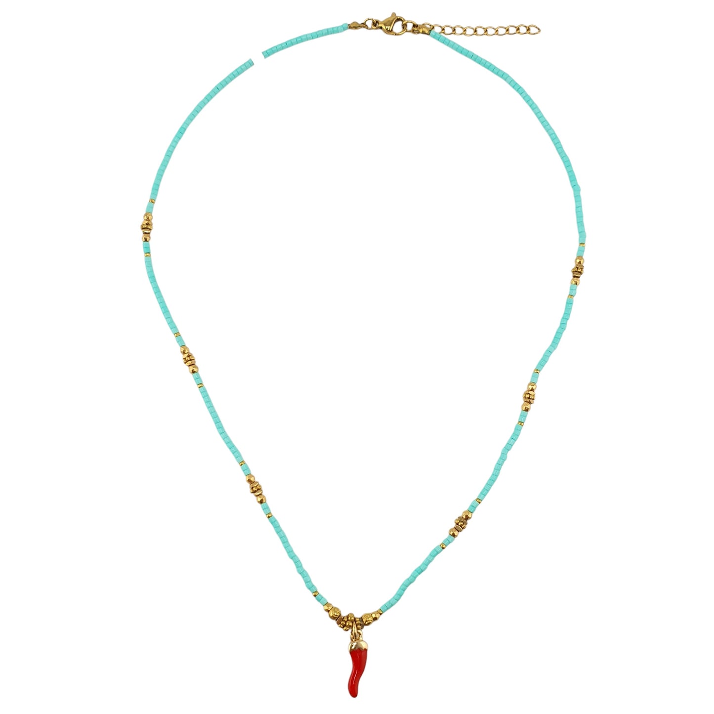 Collar cristales aro bolitas con cuerno de la abundancia