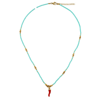Collar cristales aro bolitas con cuerno de la abundancia