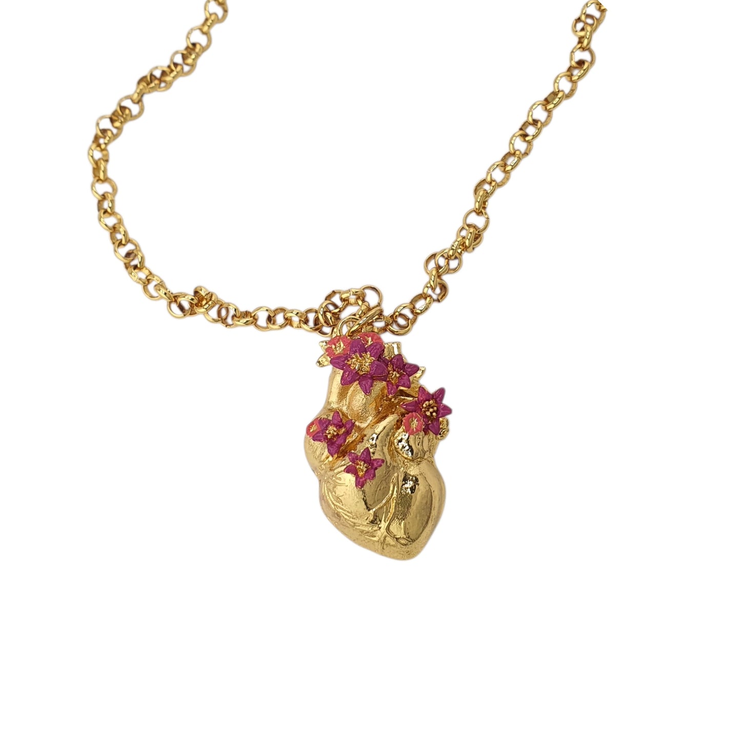 Collar corazon real pintado maxi