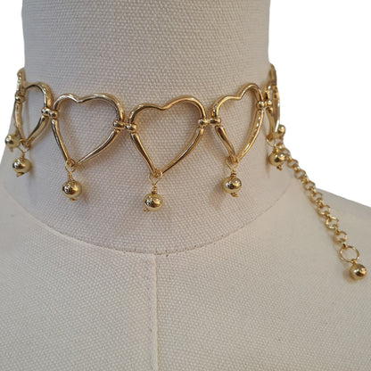 Choker corazones punto