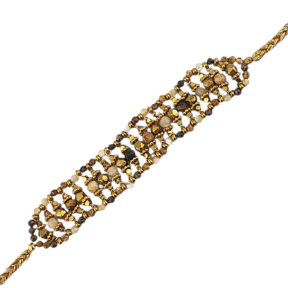 Pulsera trenzada piedras en tonos tierra