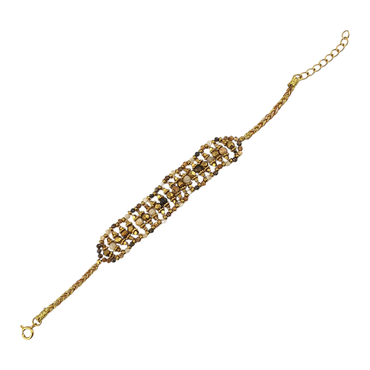 Pulsera trenzada piedras en tonos tierra