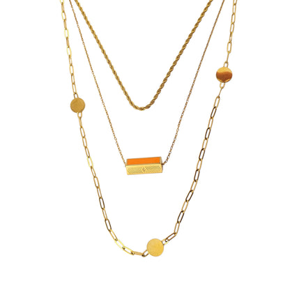 Cadena triple link 3 monedas con hexagono