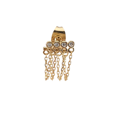 Arete barra burbujas 4 cadenas a mariposa