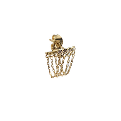 Arete barra burbujas 4 cadenas a mariposa