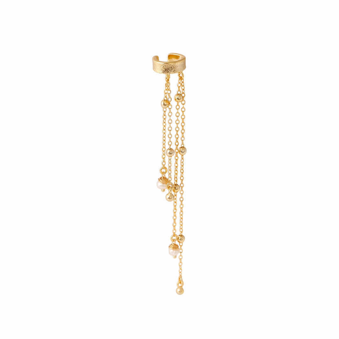 Cuff cadenas bolitas y perlas