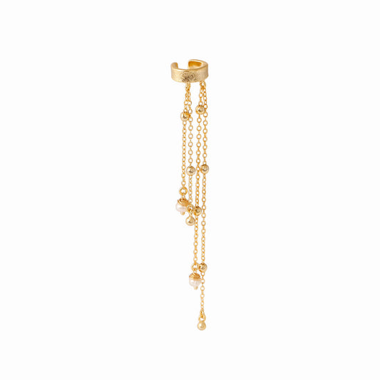 Cuff cadenas bolitas y perlas