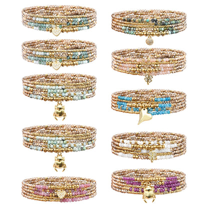 Pulsera 5 vueltas mix piedras naturales charm
