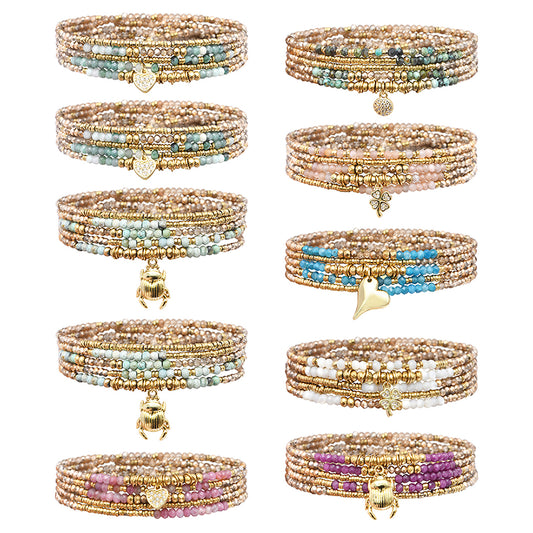 Pulsera 5 vueltas mix piedras naturales charm